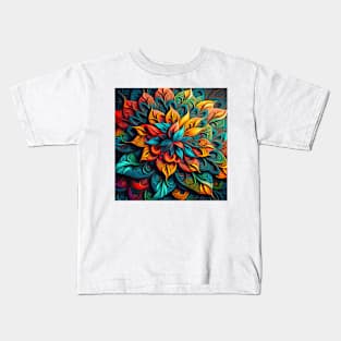 A Color Kaleidoscopic Pattern of Deep Colors Kids T-Shirt